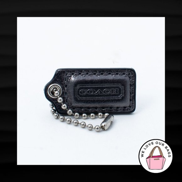 1.5" Small COACH METALLIC GRAY LEATHER NICKEL KEY FOB CHARM KEYCHAIN HANG TAG - Picture 1 of 1